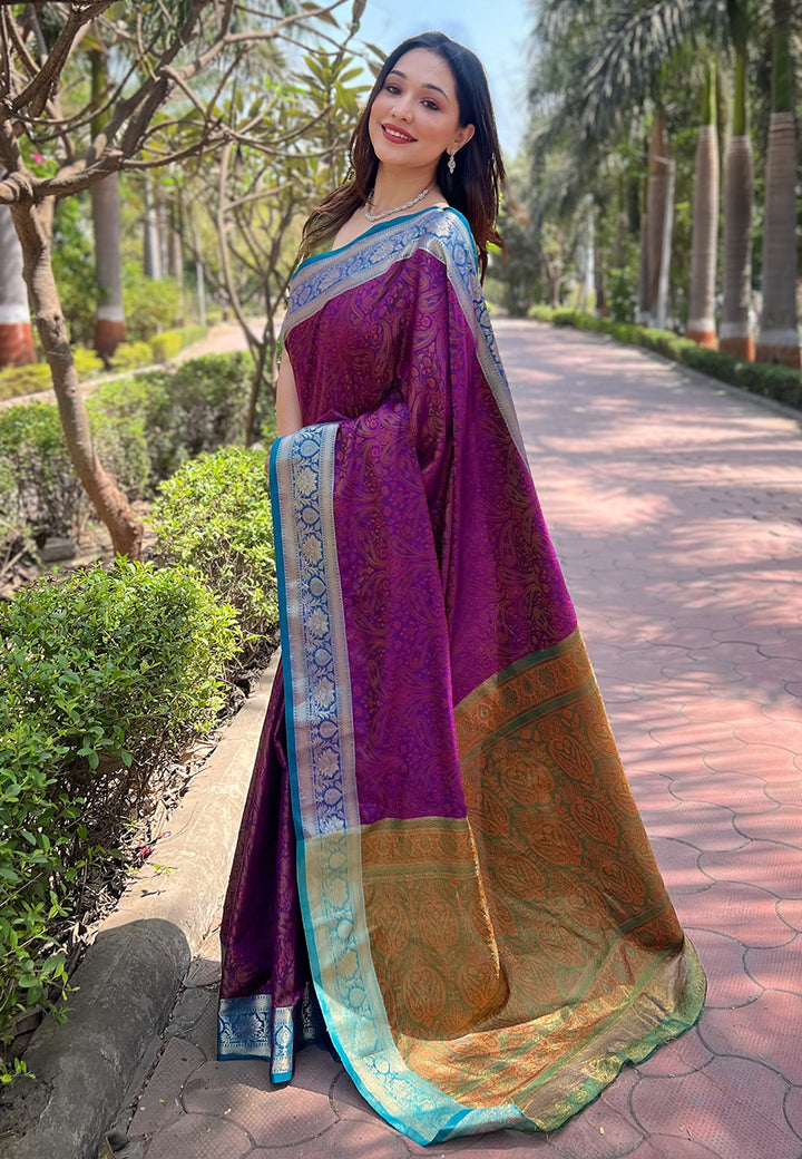 Designer Silk Saree with Kashmiri Jari Design |   for Party Wear