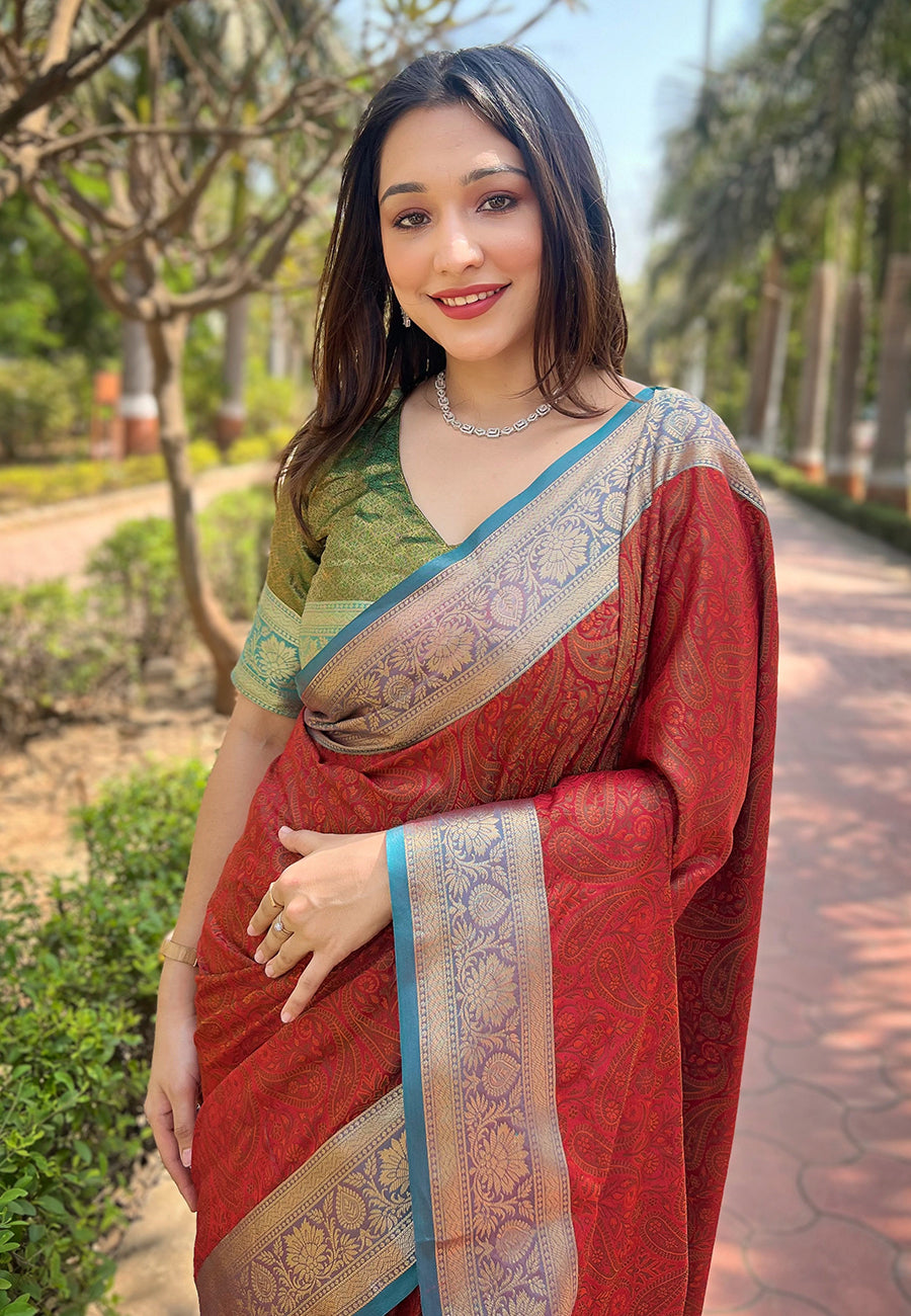 Designer Silk Saree with Kashmiri Jari Design |   for Party Wear