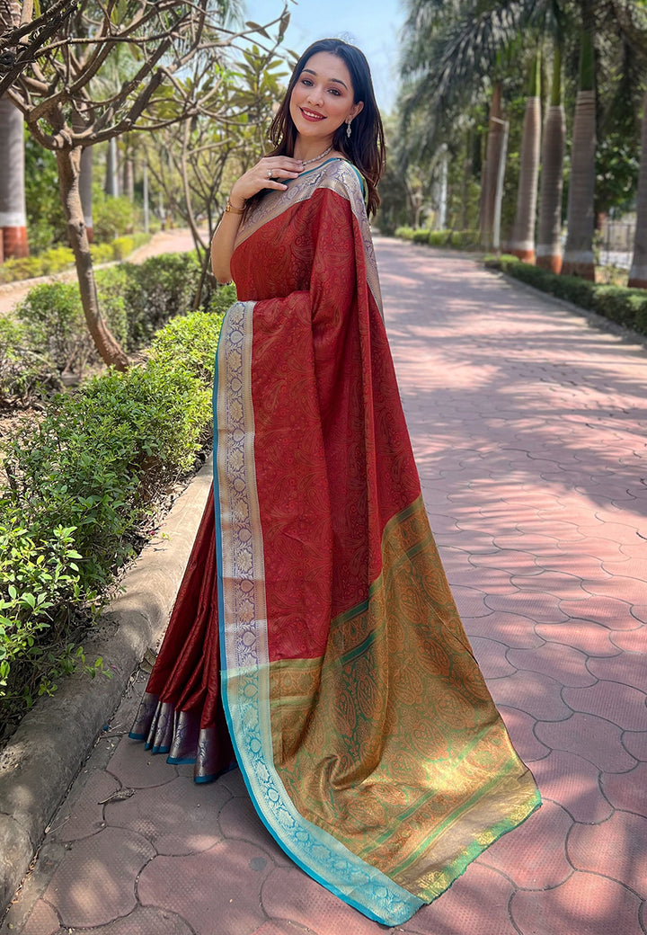 Designer Silk Saree with Kashmiri Jari Design |   for Party Wear