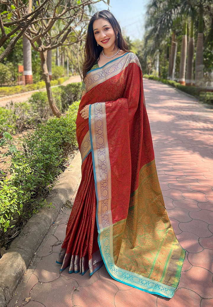 Designer Silk Saree with Kashmiri Jari Design |   for Party Wear