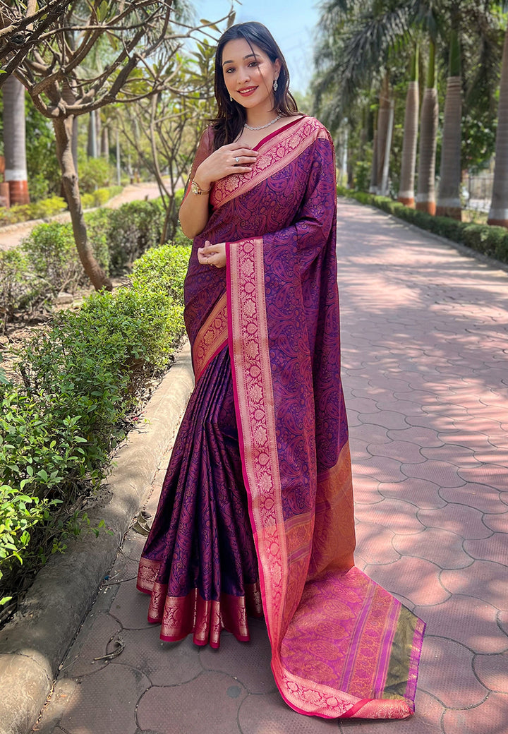 Designer Silk Saree with Kashmiri Jari Design |   for Party Wear