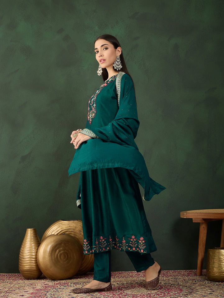 Elegant Vichitra Silk Salwar Kameez with Intricate Embroidery | Festive Wear