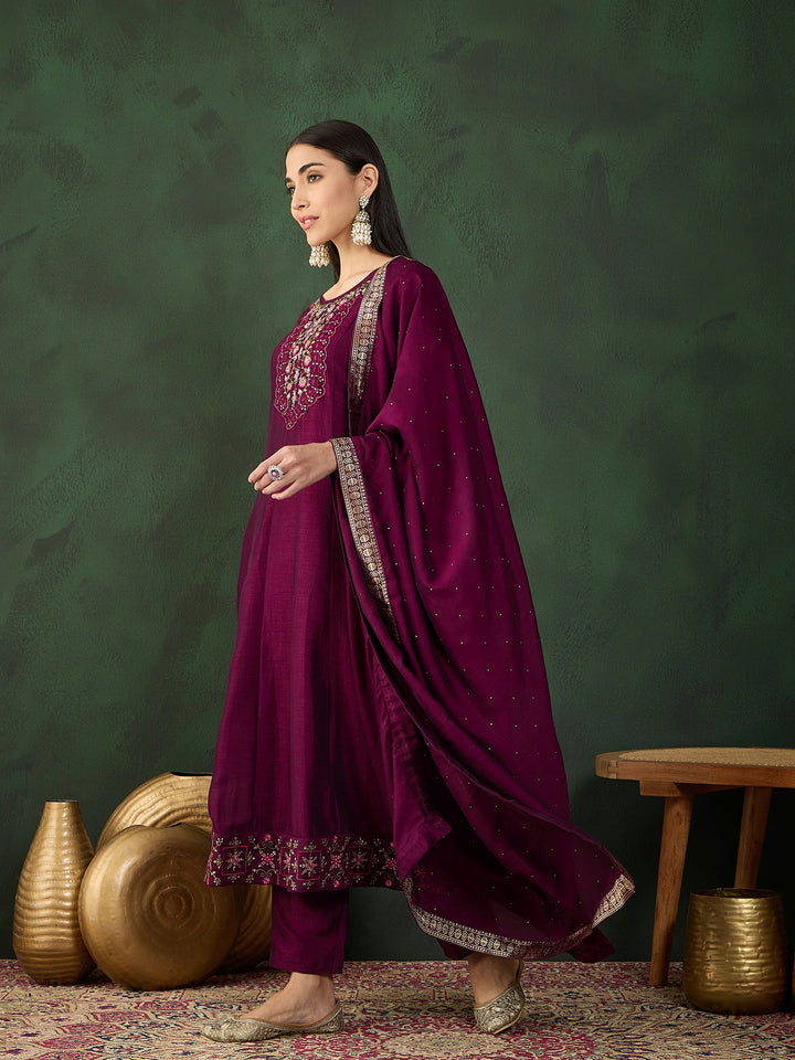 Elegant Vichitra Silk Salwar Kameez with Intricate Embroidery | Festive Wear