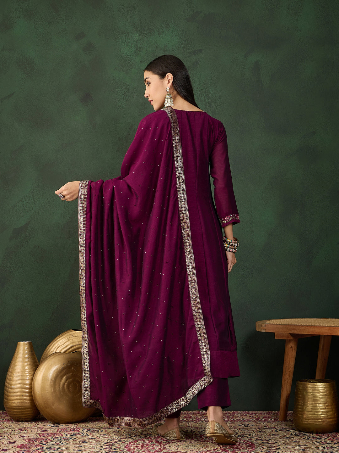 Elegant Vichitra Silk Salwar Kameez with Intricate Embroidery | Festive Wear