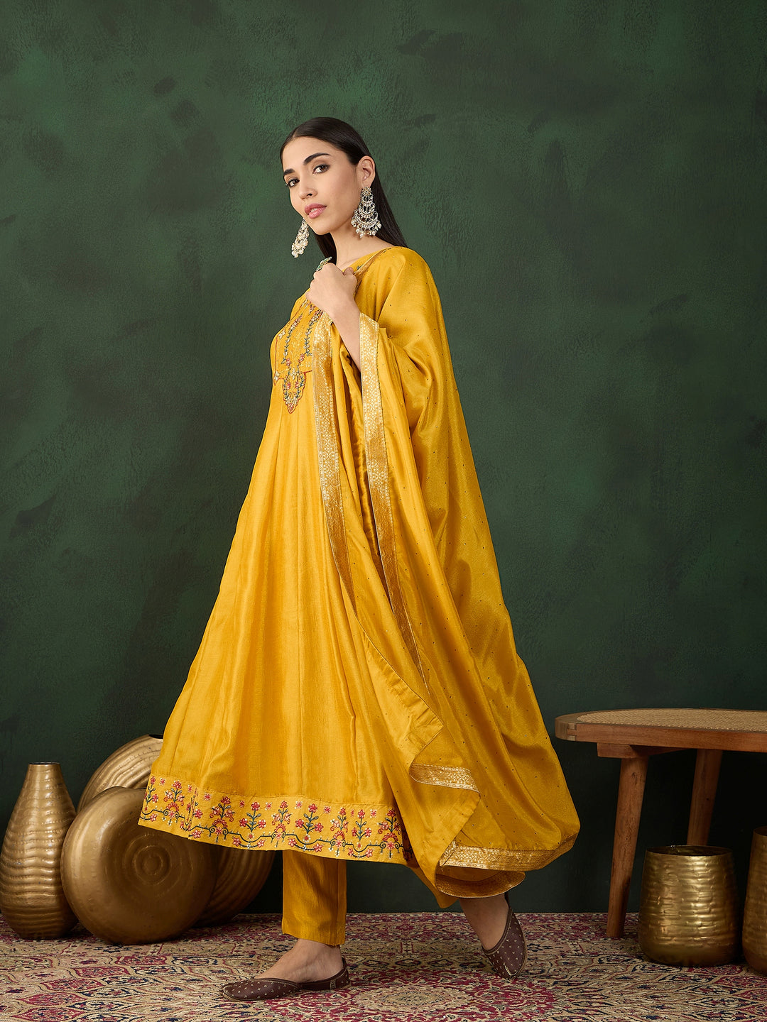 Elegant Vichitra Silk Salwar Kameez with Intricate Embroidery | Festive Wear