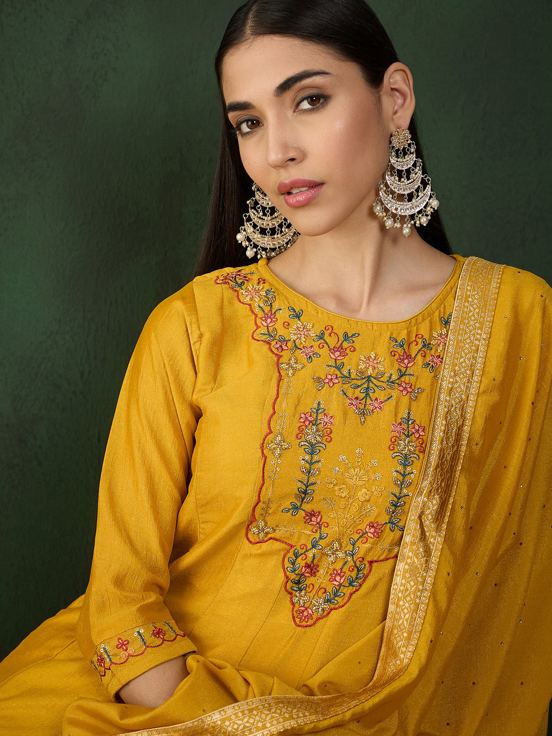 Elegant Vichitra Silk Salwar Kameez with Intricate Embroidery | Festive Wear