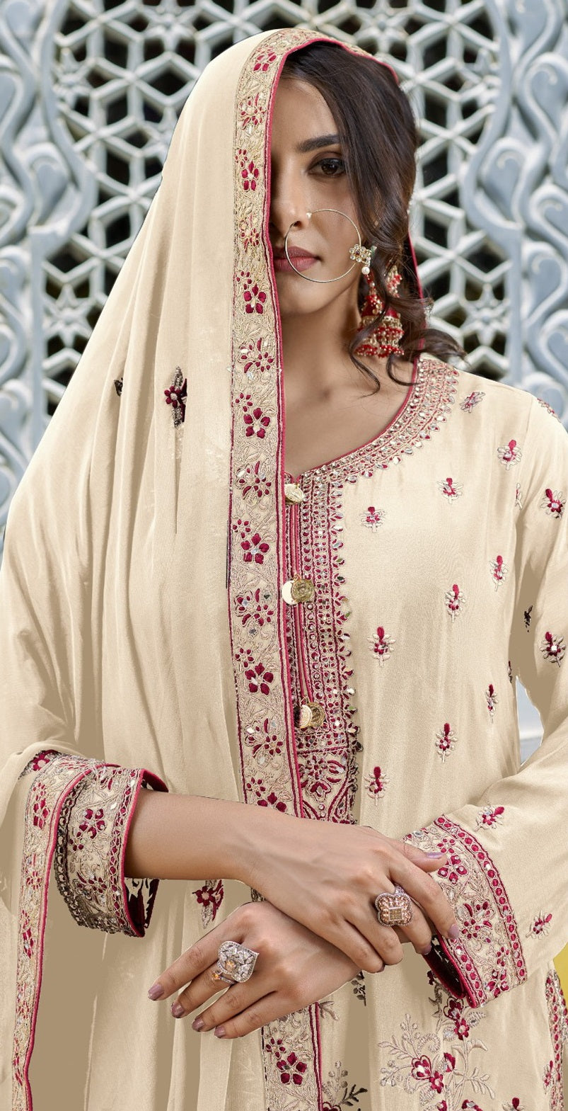 Elegant Chinon Salwar Kameez with Intricate Embroidery | Festive Wear