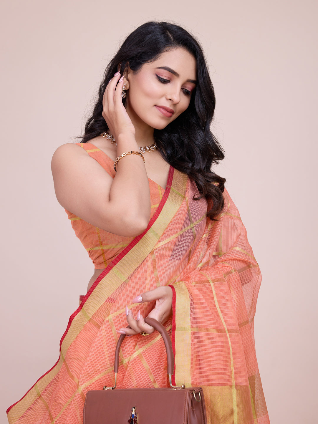 Stylish Kota Doriya Checked Saree with Blouse | Ideal Pick for Weddings and Parties