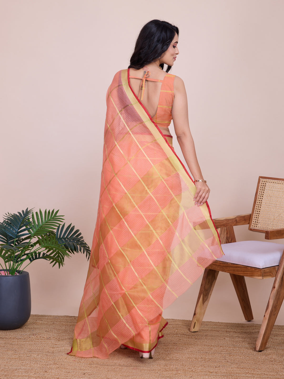 Stylish Kota Doriya Checked Saree with Blouse | Ideal Pick for Weddings and Parties