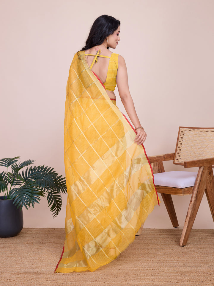 Stylish Kota Doriya Checked Saree with Blouse | Ideal Pick for Weddings and Parties