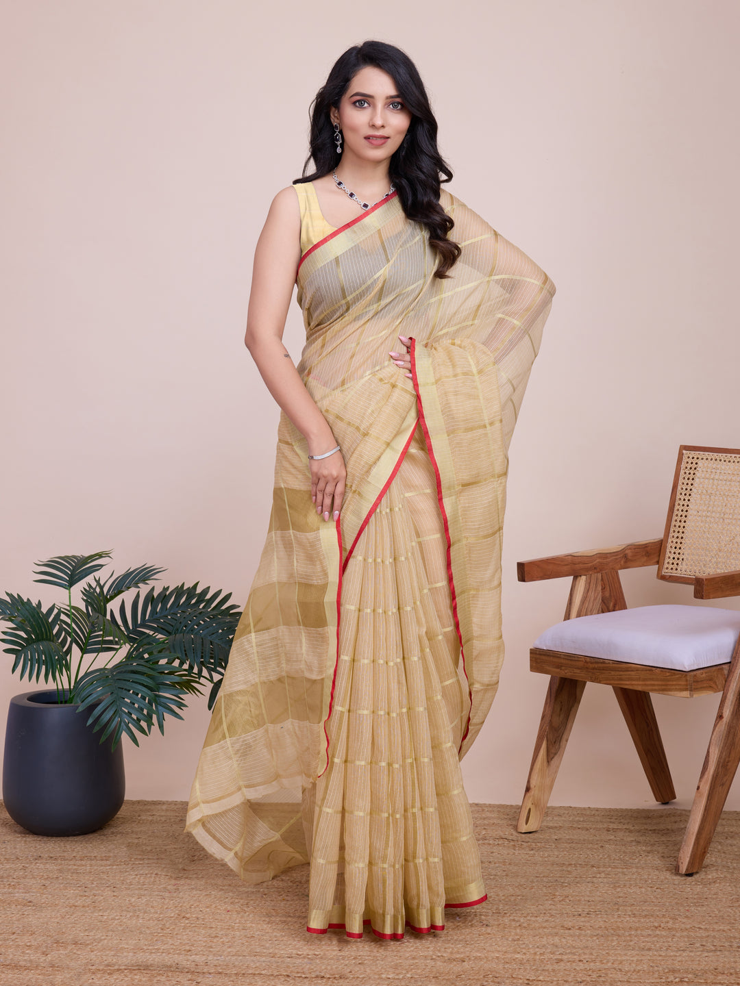 Stylish Kota Doriya Checked Saree with Blouse | Ideal Pick for Weddings and Parties