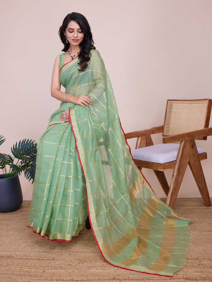 Stylish Kota Doriya Checked Saree with Blouse | Ideal Pick for Weddings and Parties