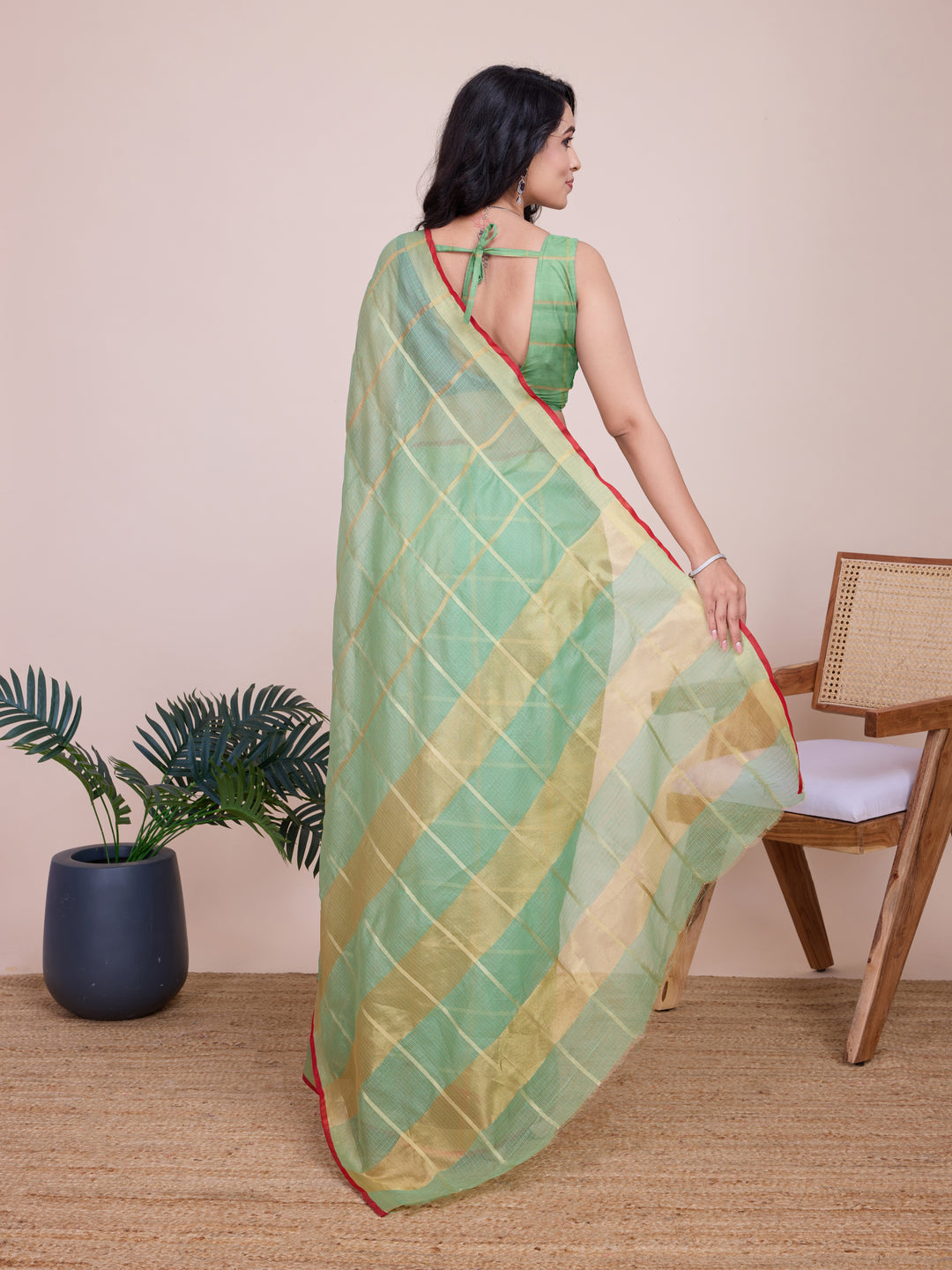 Stylish Kota Doriya Checked Saree with Blouse | Ideal Pick for Weddings and Parties