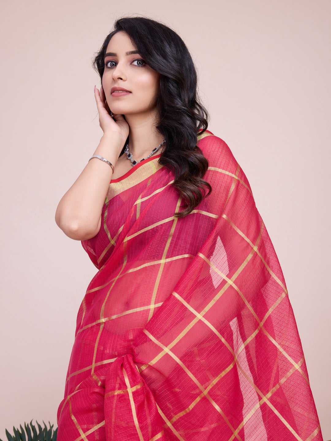 Stylish Kota Doriya Checked Saree with Blouse | Ideal Pick for Weddings and Parties