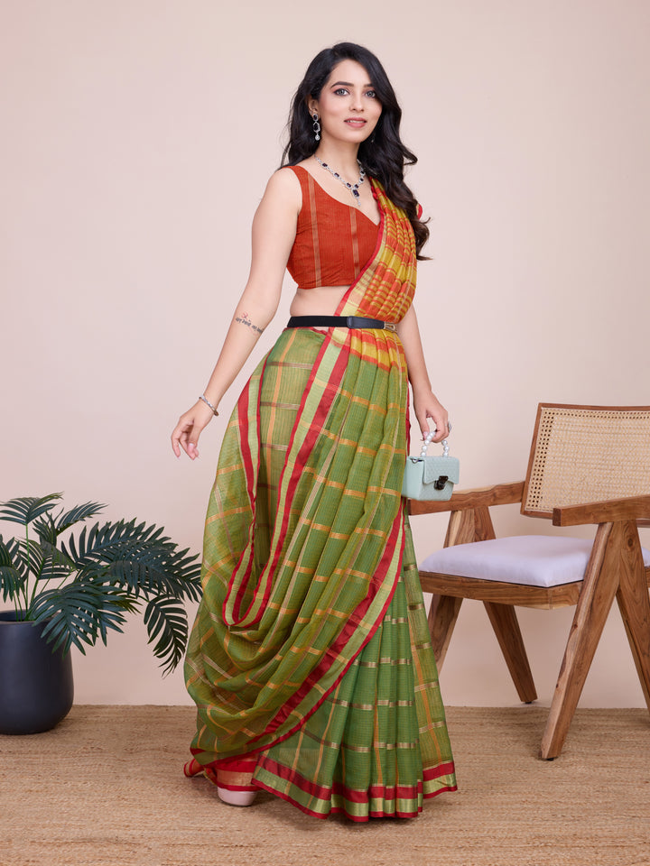 Beautiful Kota Doriya Saree with Blouse | Captivating Traditional Ensemble