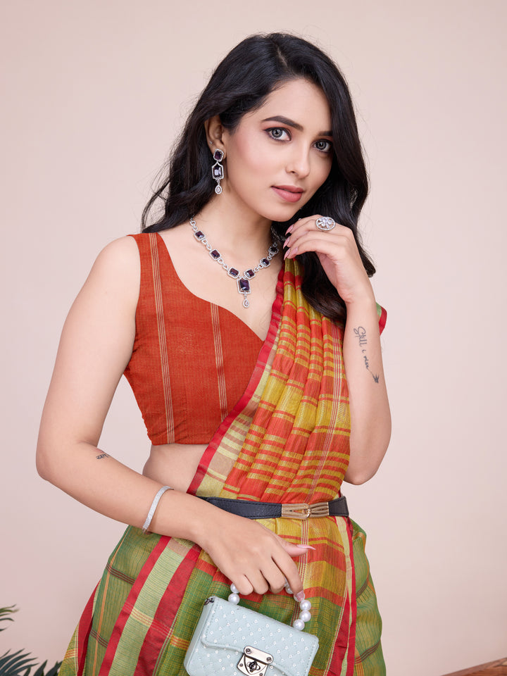 Beautiful Kota Doriya Saree with Blouse | Captivating Traditional Ensemble