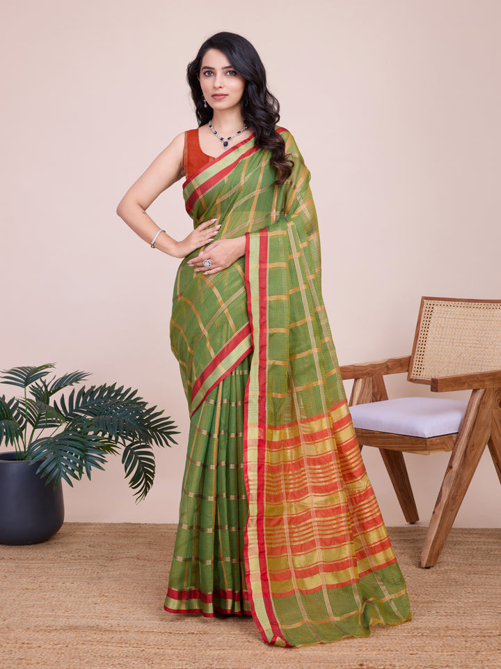 Beautiful Kota Doriya Saree with Blouse | Captivating Traditional Ensemble