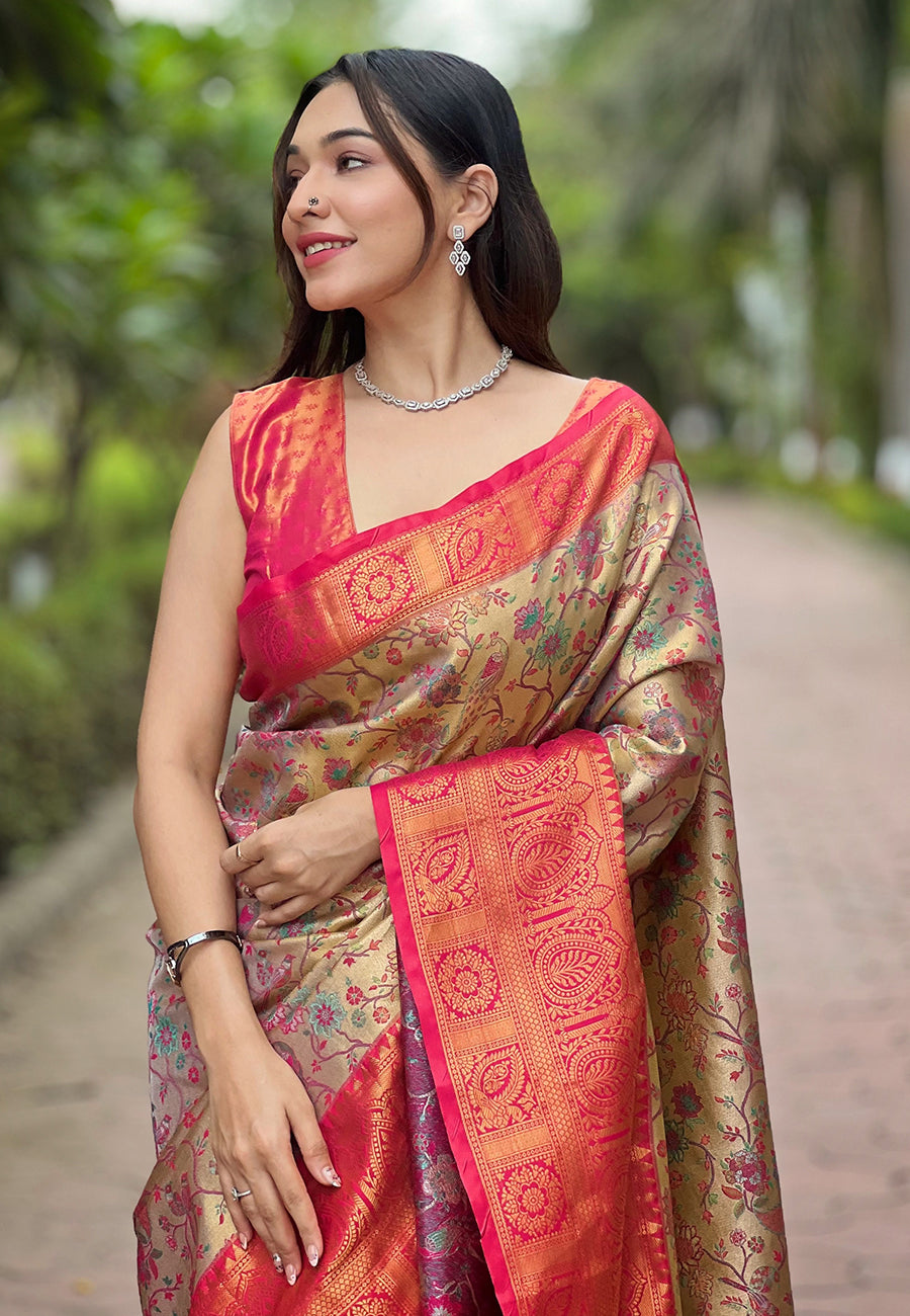 Beautiful Woven Silk Saree with | Ideal Pick for Weddings and Parties