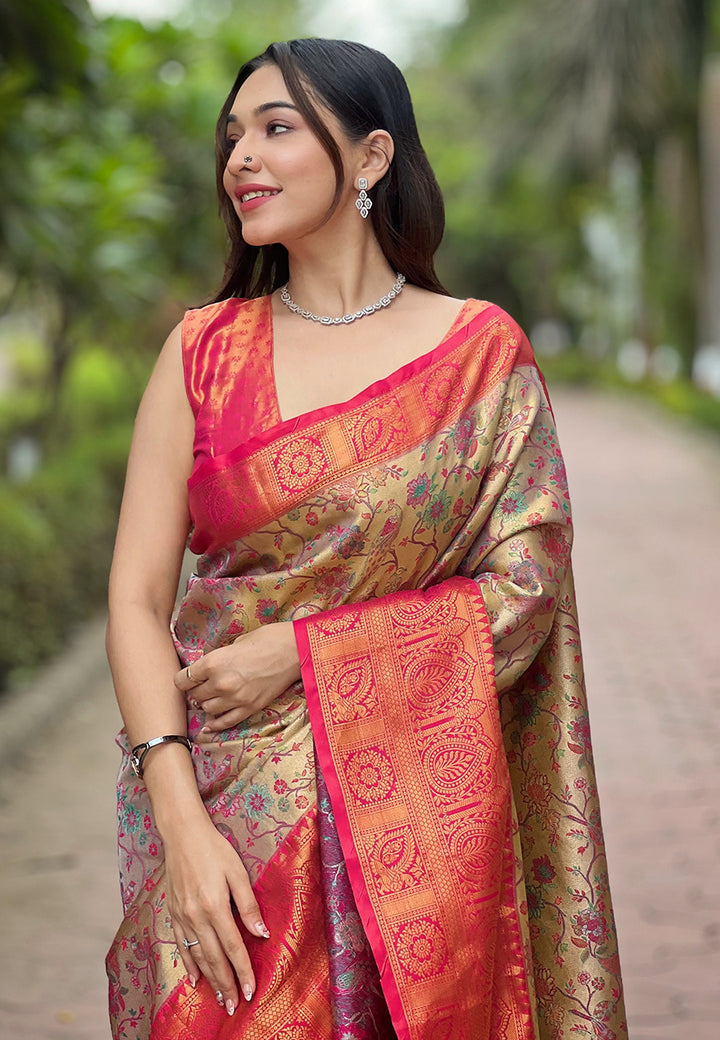 Beautiful Woven Silk Saree with | Ideal Pick for Weddings and Parties