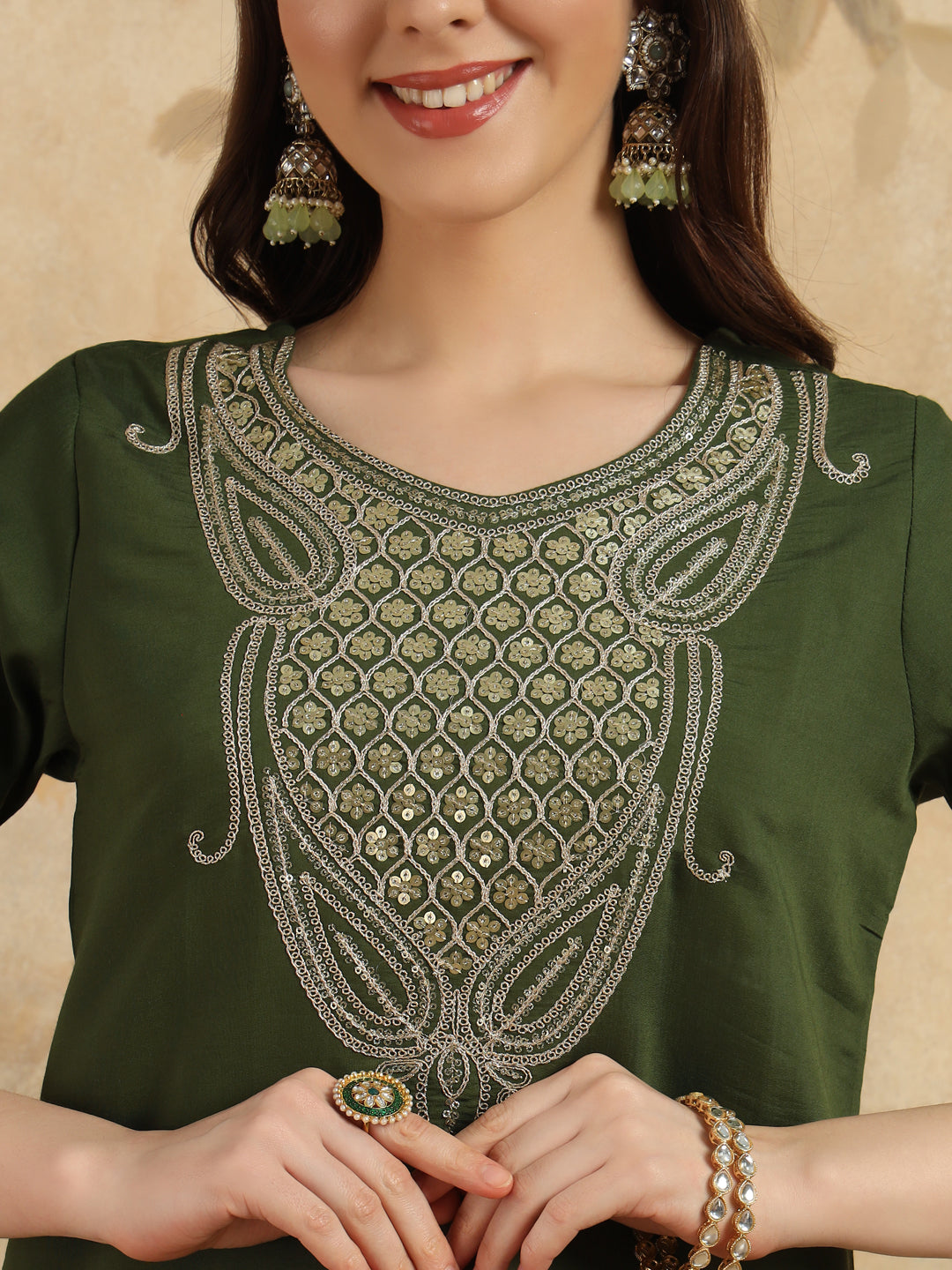 Elegant Chanderi Salwar Kameez with Intricate Embroidery | Perfect for Festive Celebrations and Traditional Occasions