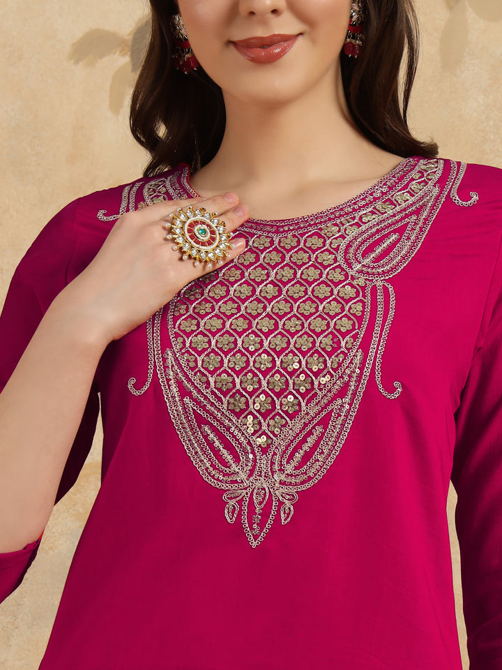 Elegant Chanderi Salwar Kameez with Intricate Embroidery | Perfect for Festive Celebrations and Traditional Occasions