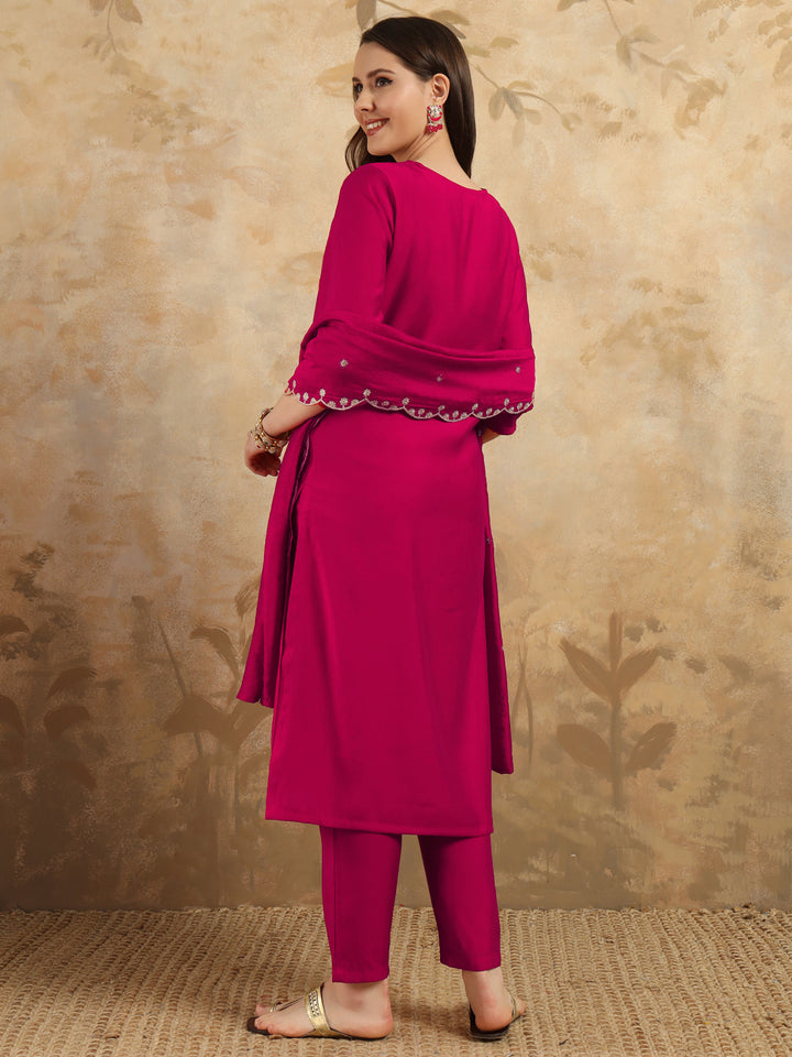 Elegant Chanderi Salwar Kameez with Intricate Embroidery | Perfect for Festive Celebrations and Traditional Occasions