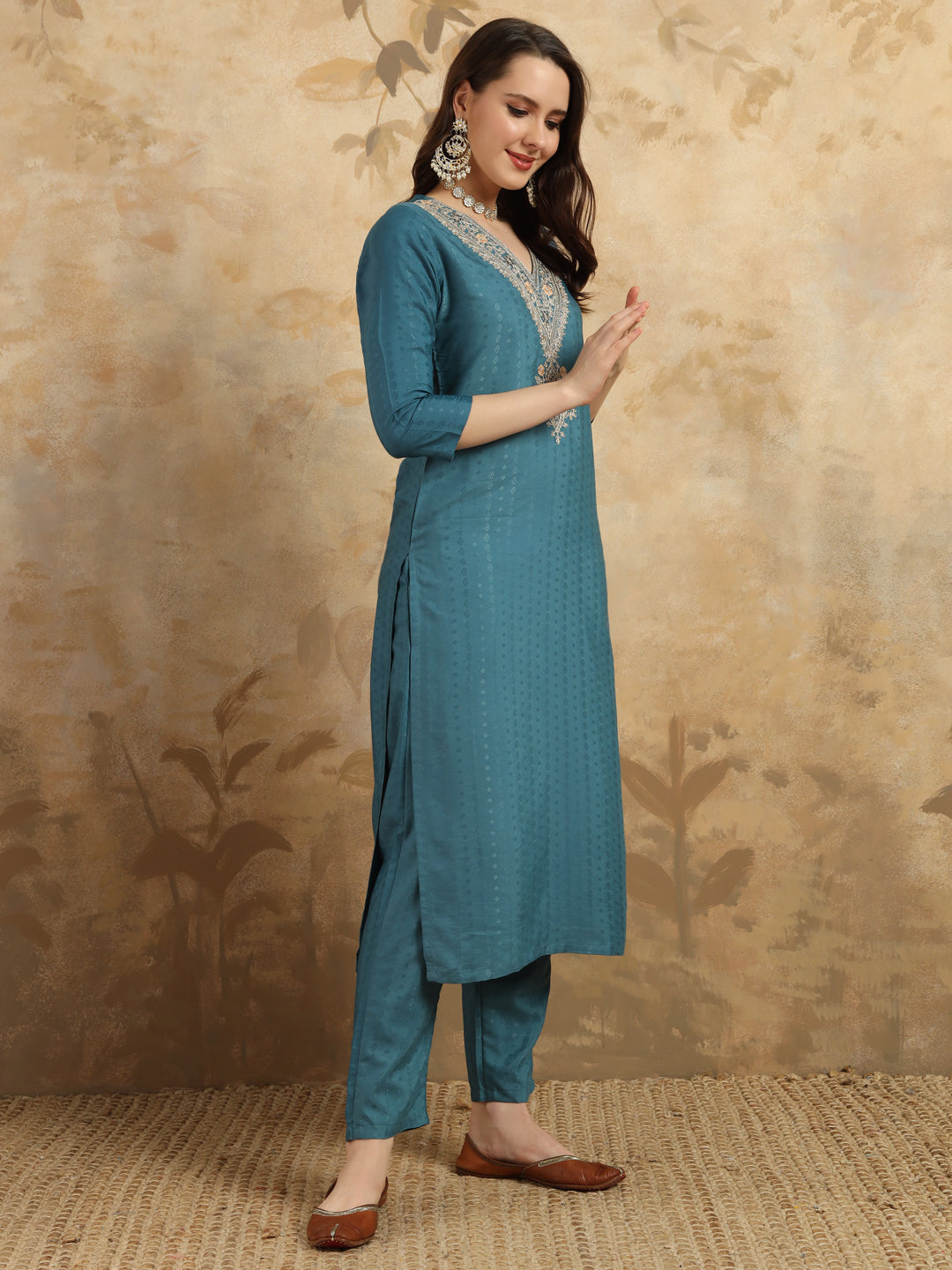 Elegant Sea Green Viscose Rayon Salwar Kameez with Intricate Embroidery | Perfect Ethnic Wear