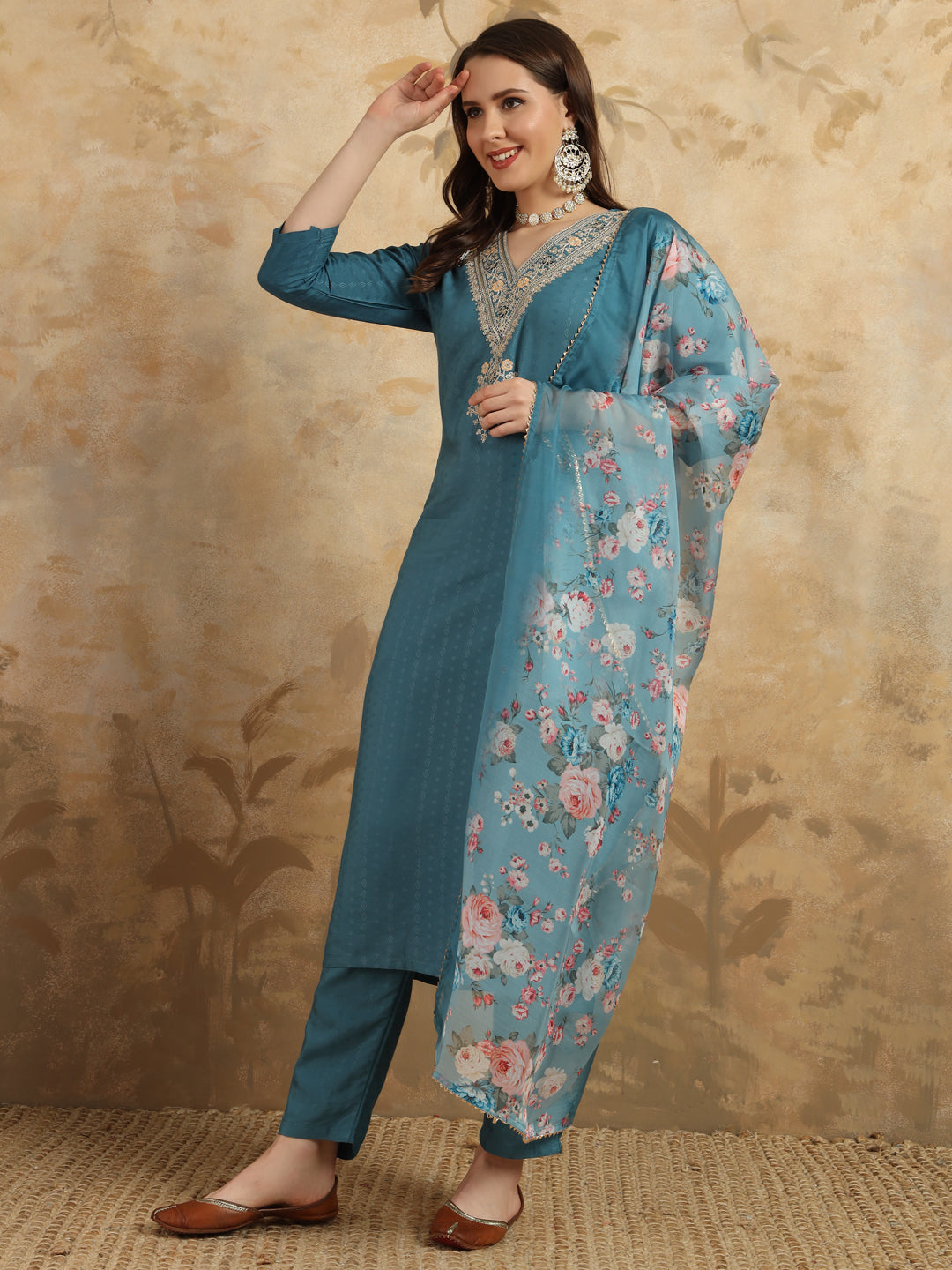 Elegant Sea Green Viscose Rayon Salwar Kameez with Intricate Embroidery | Perfect Ethnic Wear