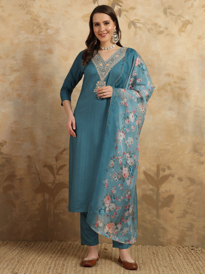 Elegant Sea Green Viscose Rayon Salwar Kameez with Intricate Embroidery | Perfect Ethnic Wear