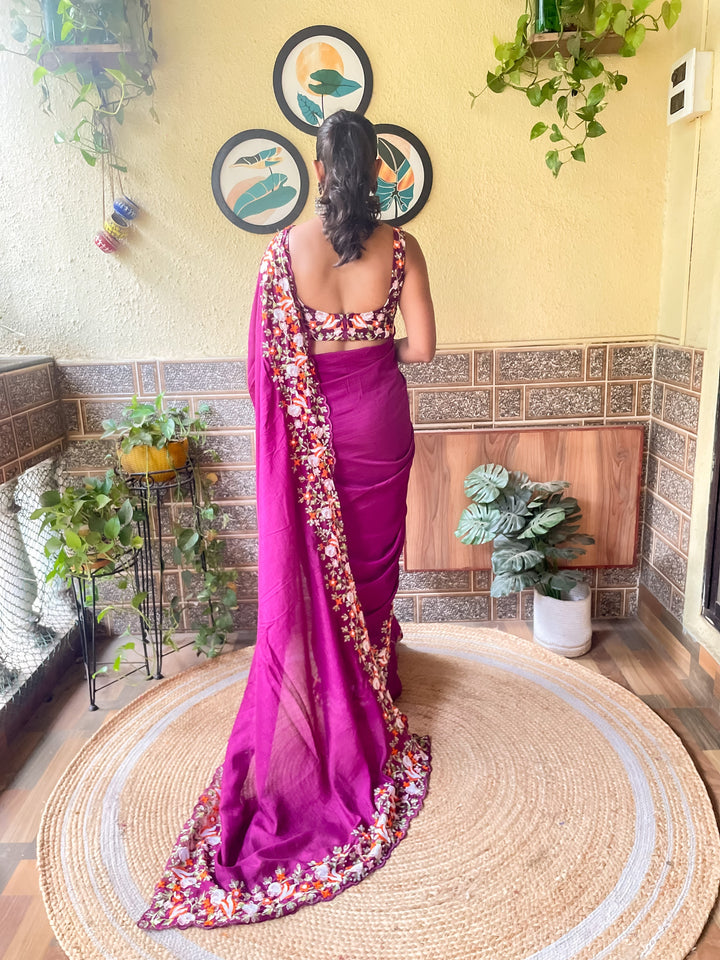 Vichitra Silk Saree | Thread & Sequin Embroidery | Cut Work for Weddings