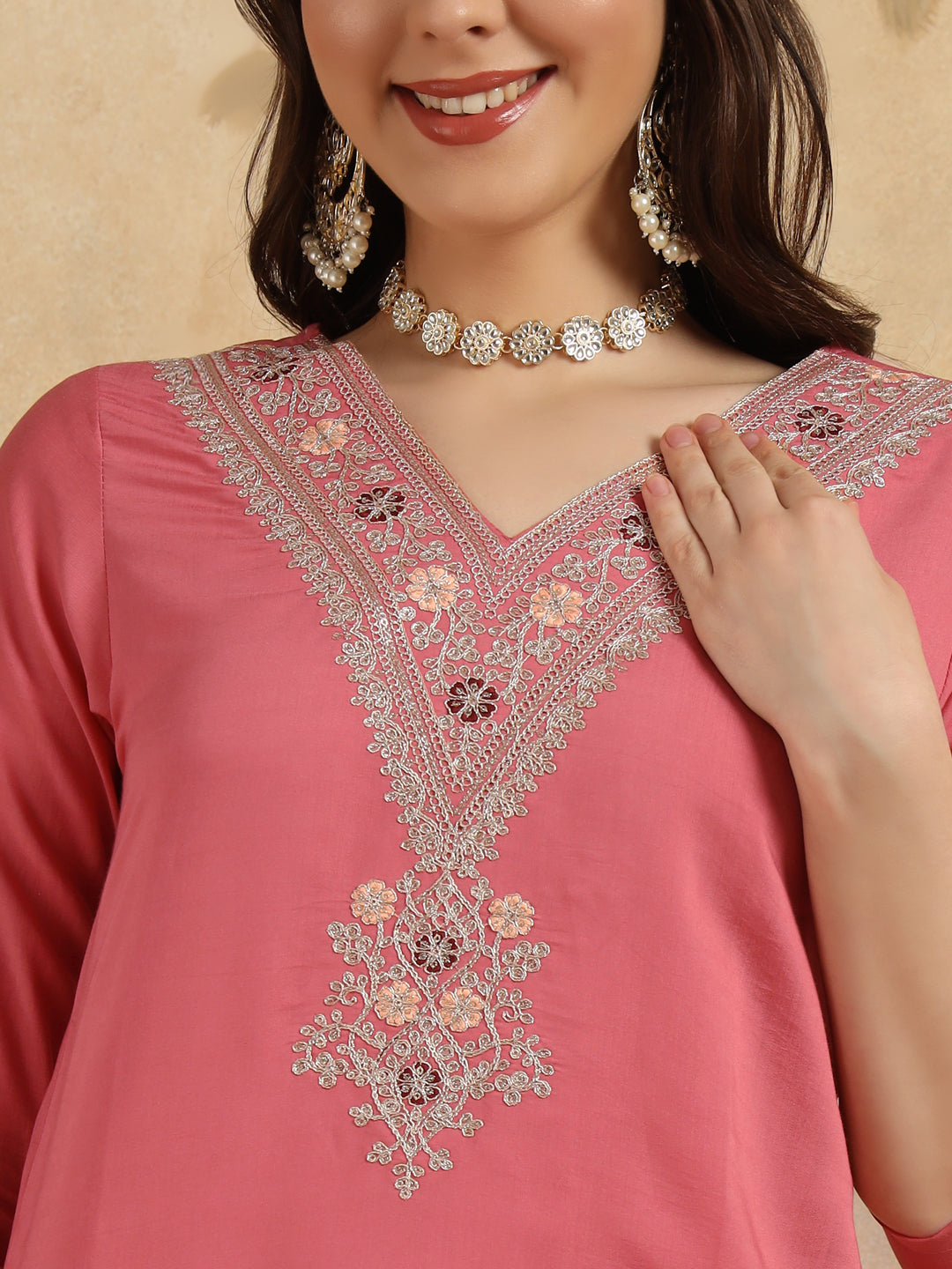 Elegant Chanderi Salwar Kameez with Floral Dupatta | Perfect for Festive & Ethnic Wear