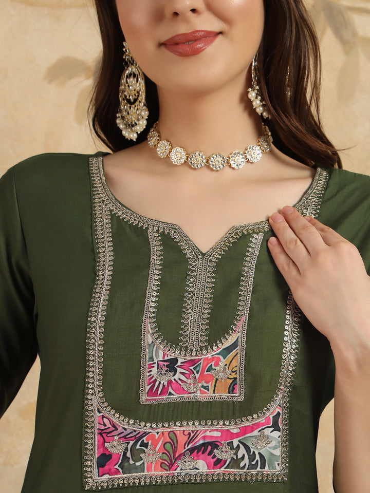 Elegant Chanderi Salwar Kameez with Floral Dupatta | Perfect for Festive & Ethnic Wear