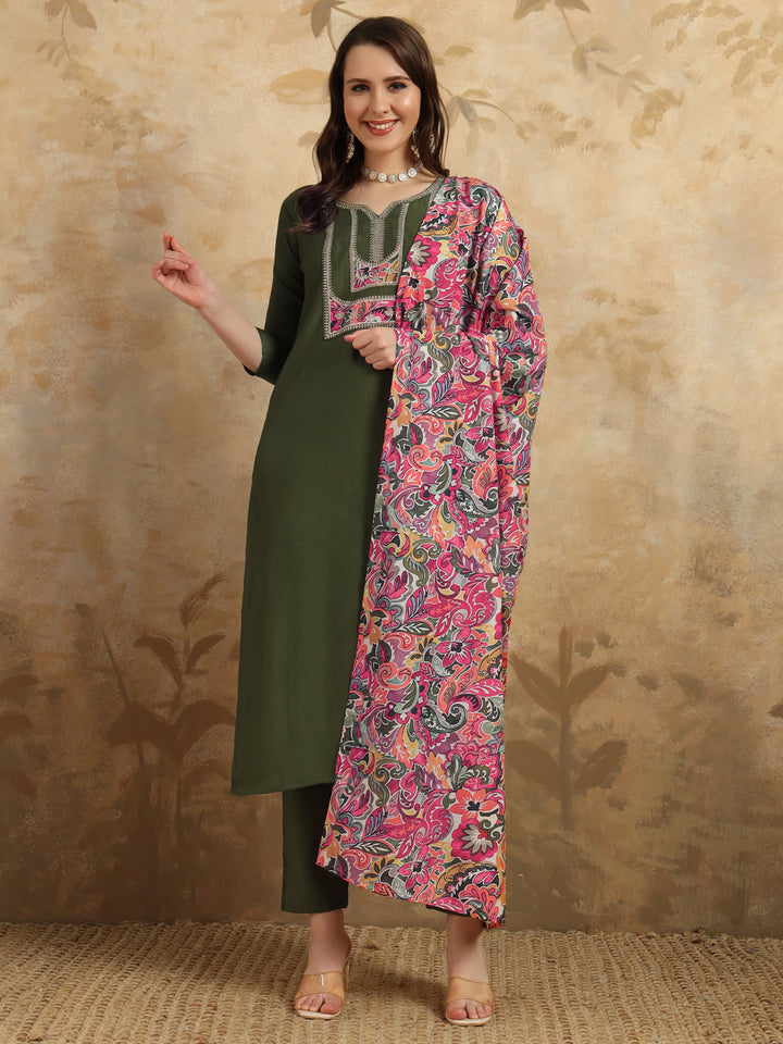 Elegant Chanderi Salwar Kameez with Floral Dupatta | Perfect for Festive & Ethnic Wear