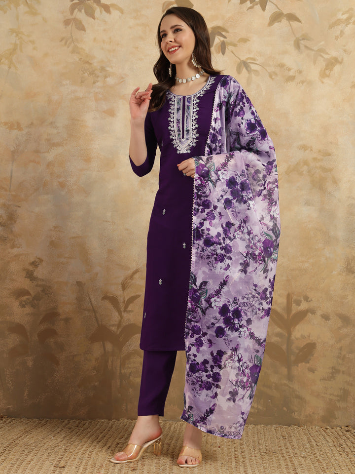 Elegant Chanderi Salwar Kameez with Floral Dupatta | Perfect for Festive & Ethnic Wear