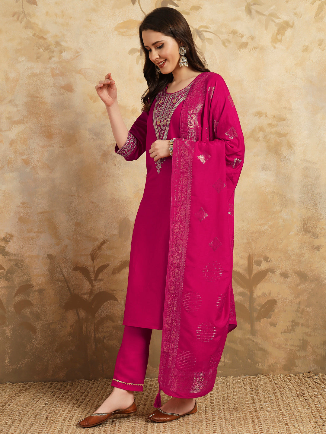 Graceful Chanderi Salwar Kameez with Elegant Embroidery | Perfect Ethnic Attire for Festive and Party Wear