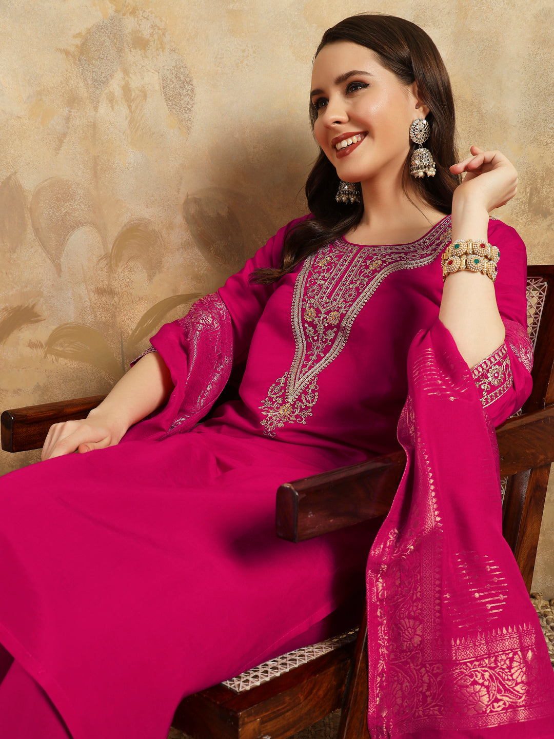 Graceful Chanderi Salwar Kameez with Elegant Embroidery | Perfect Ethnic Attire for Festive and Party Wear