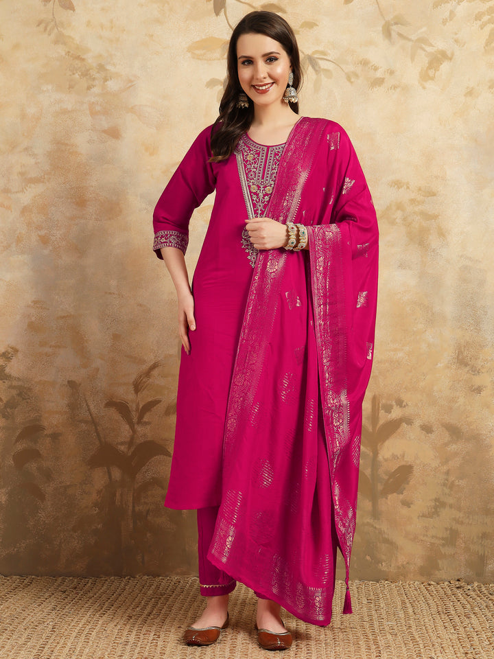 Graceful Chanderi Salwar Kameez with Elegant Embroidery | Perfect Ethnic Attire for Festive and Party Wear