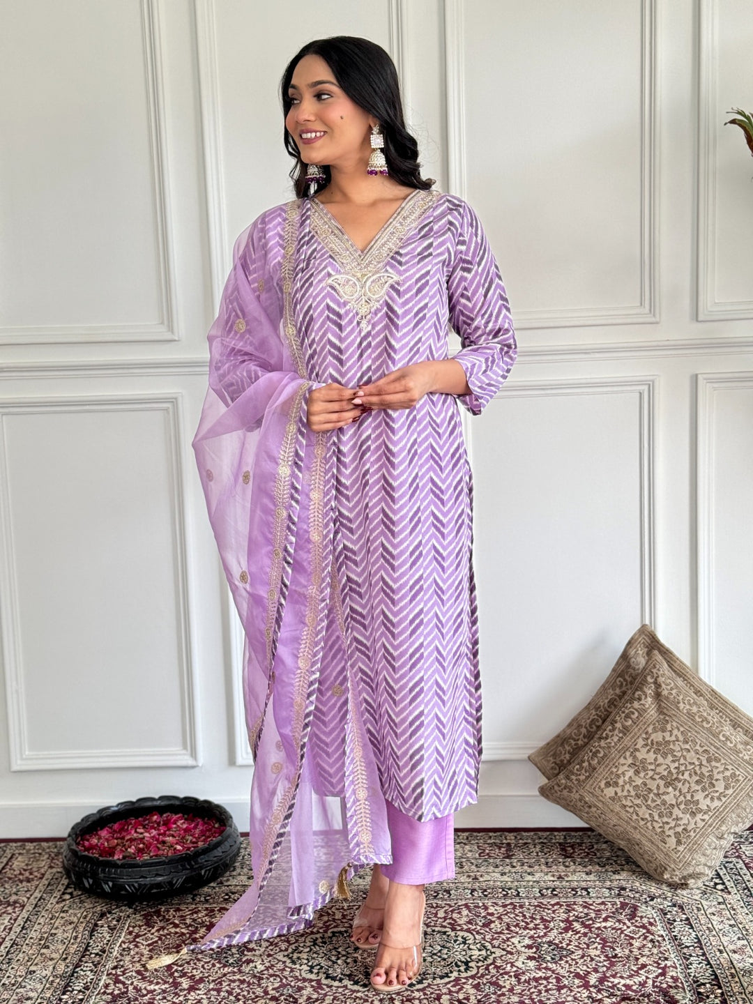 Elegant Lavender French Crepe Salwar Kameez | Designer Ethnic Wear for Graceful Occasions