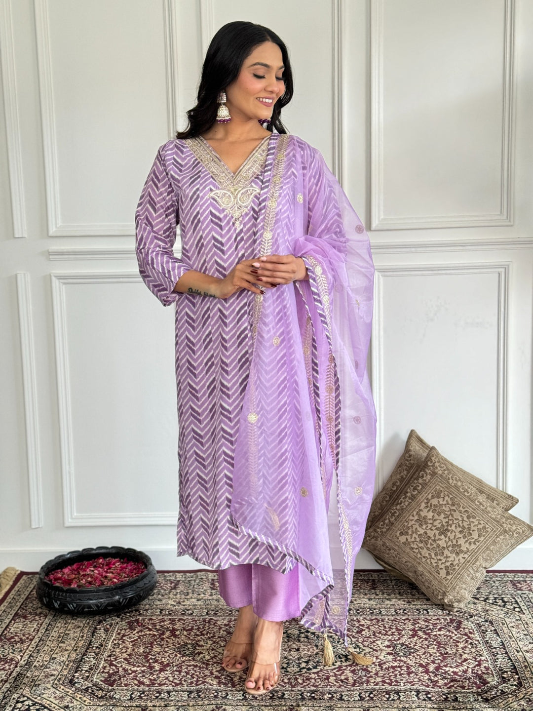 Elegant Lavender French Crepe Salwar Kameez | Designer Ethnic Wear for Graceful Occasions