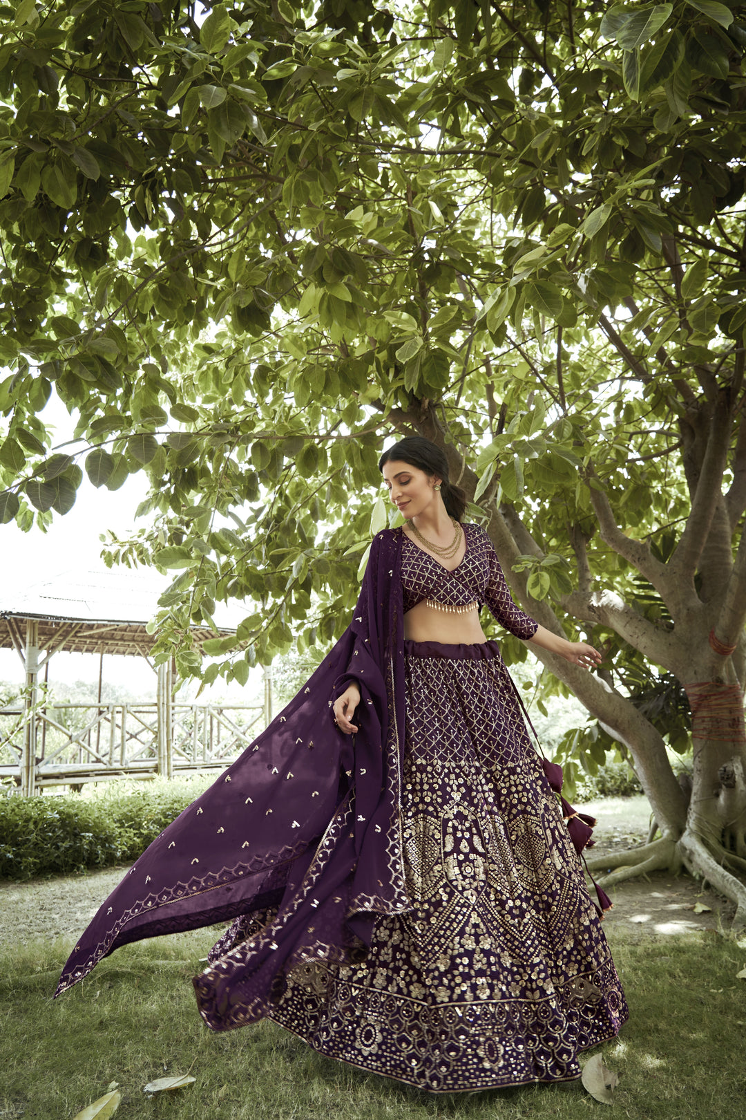 Purple Georgette Lehenga Choli with Designer Sequins Embroidery | Party Wear