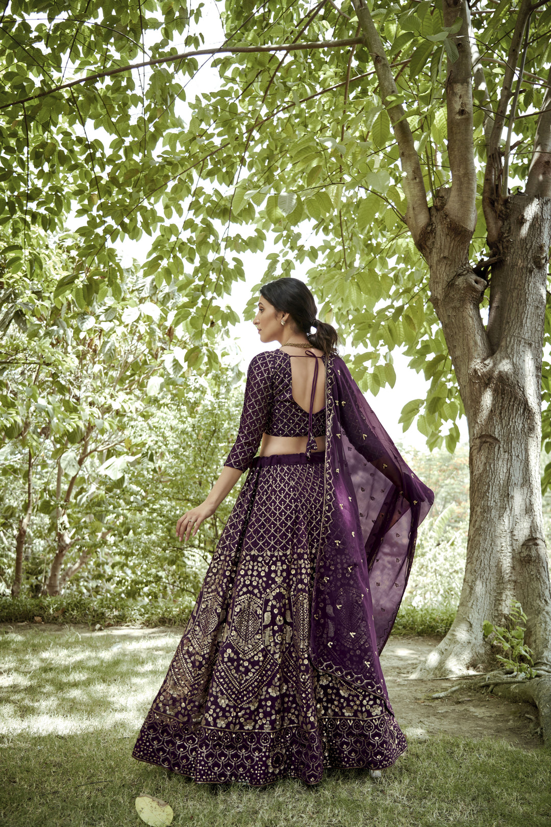 Purple Georgette Lehenga Choli with Designer Sequins Embroidery | Party Wear