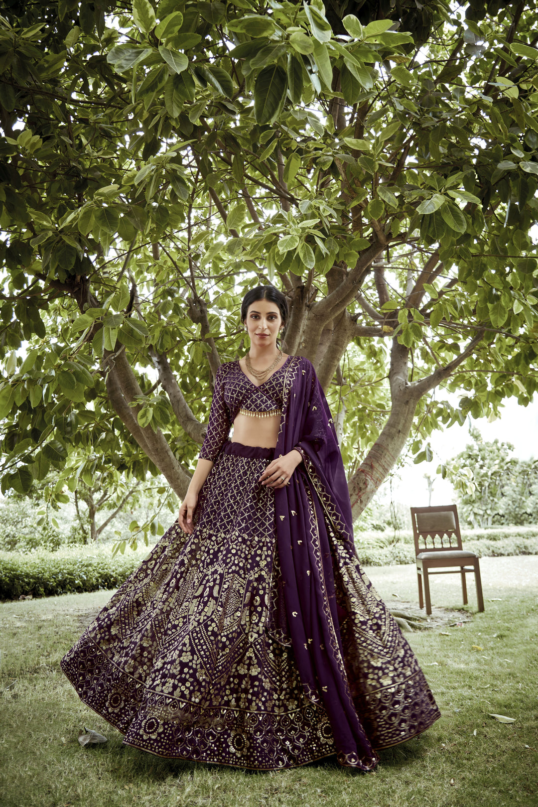 Purple Georgette Lehenga Choli with Designer Sequins Embroidery | Party Wear