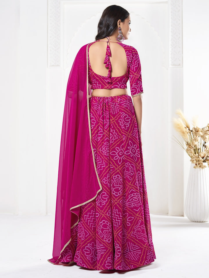 Pink Georgette Lehenga Choli | Bandhani Print Design for Special Occasions