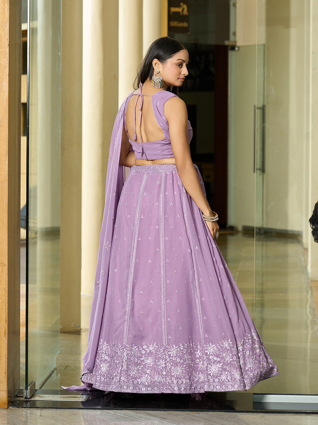 Sophisticated Lavender Georgette Lehenga with Lavender Dupatta | Crafted for Timeless Elegance