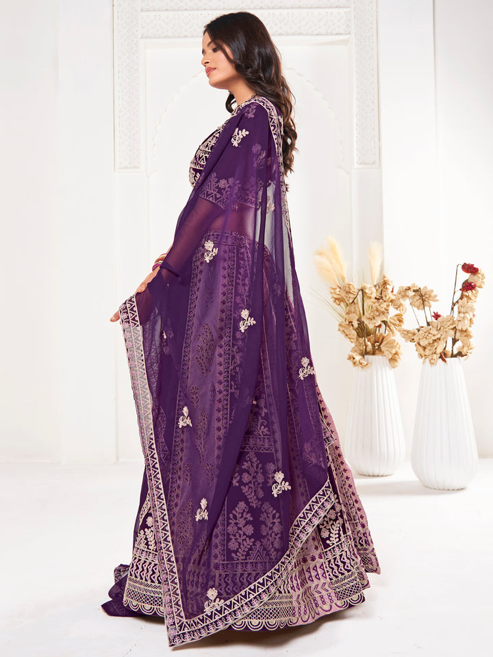 Beautiful Purple Georgette Lehenga with Purple Dupatta | A Graceful Addition to Your Wardrobe