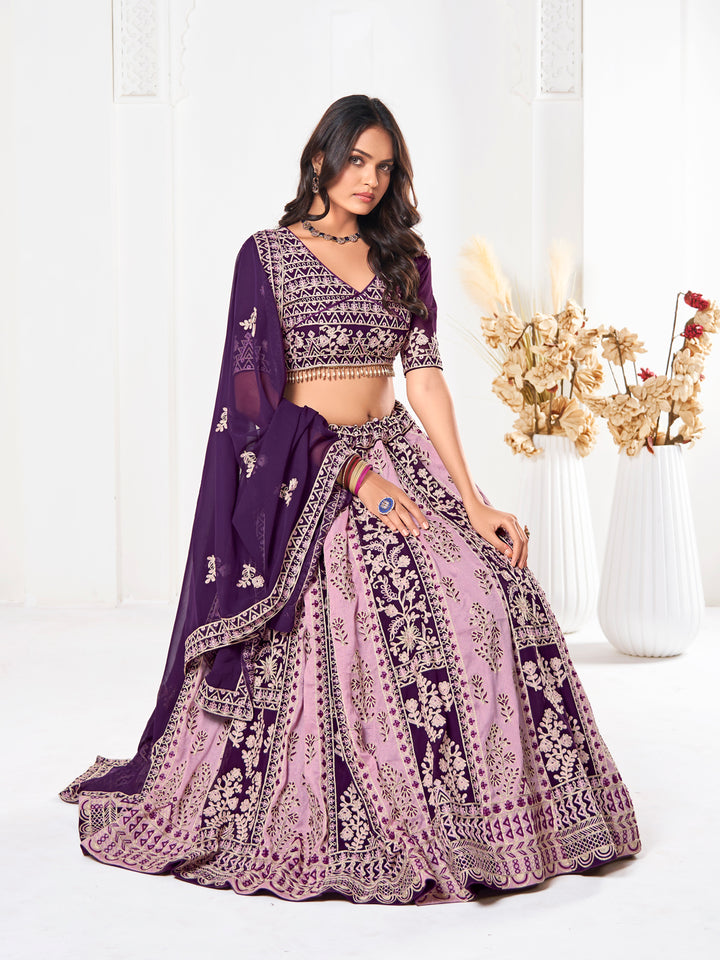 Beautiful Purple Georgette Lehenga with Purple Dupatta | A Graceful Addition to Your Wardrobe