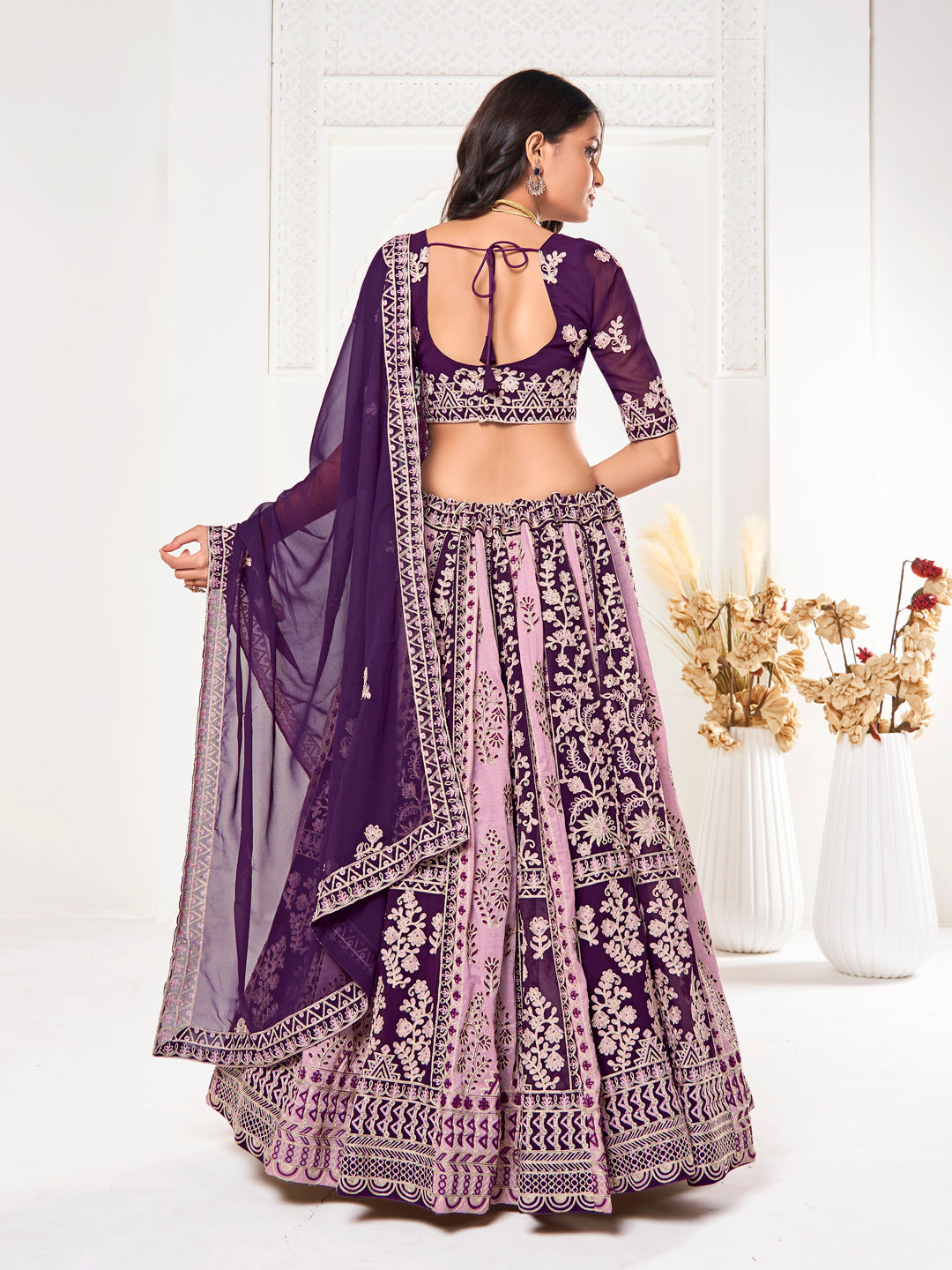 Beautiful Purple Georgette Lehenga with Purple Dupatta | A Graceful Addition to Your Wardrobe