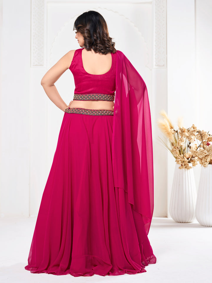 Elegant pink Georgette Lehenga with pink Dupatta | Perfect for Weddings and Celebrations