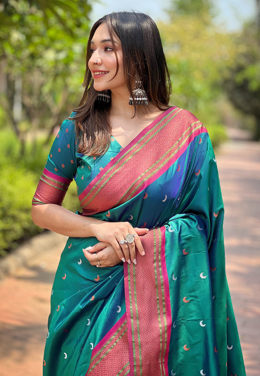 Paithani Silk Saree | Wevon Paithani Meenakari Designer | Special Event Elegance