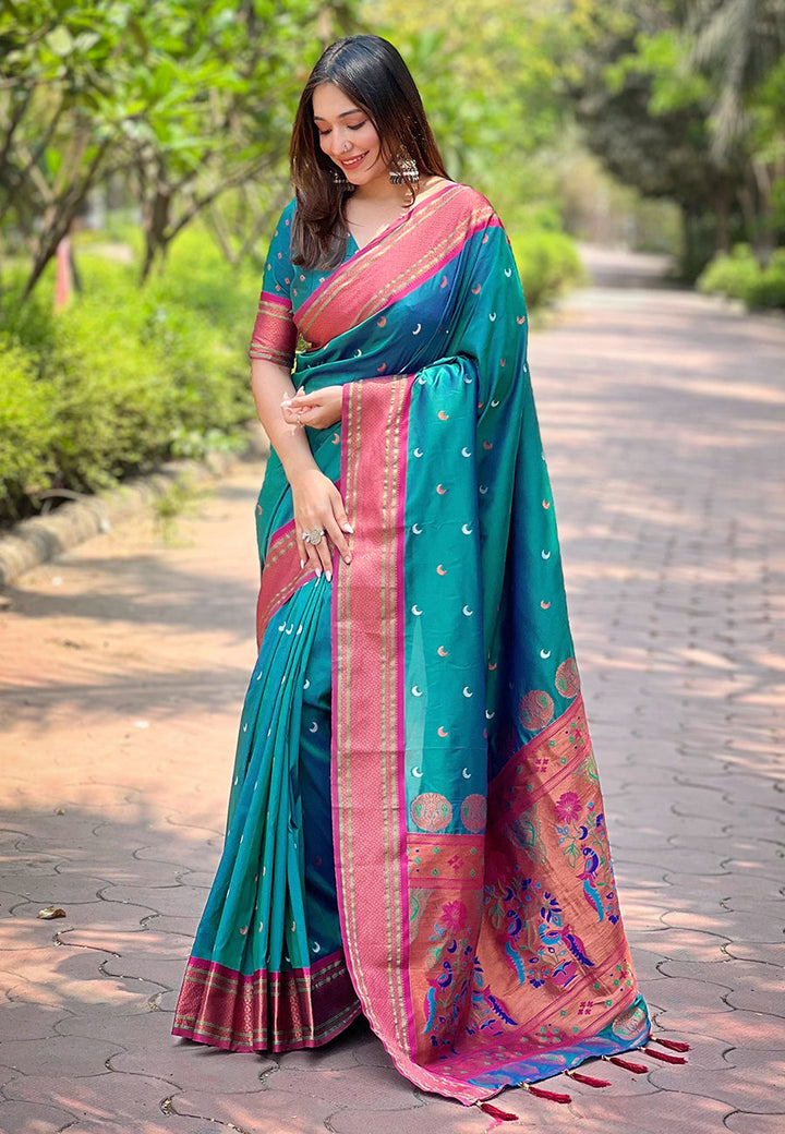 Paithani Silk Saree | Wevon Paithani Meenakari Designer | Special Event Elegance